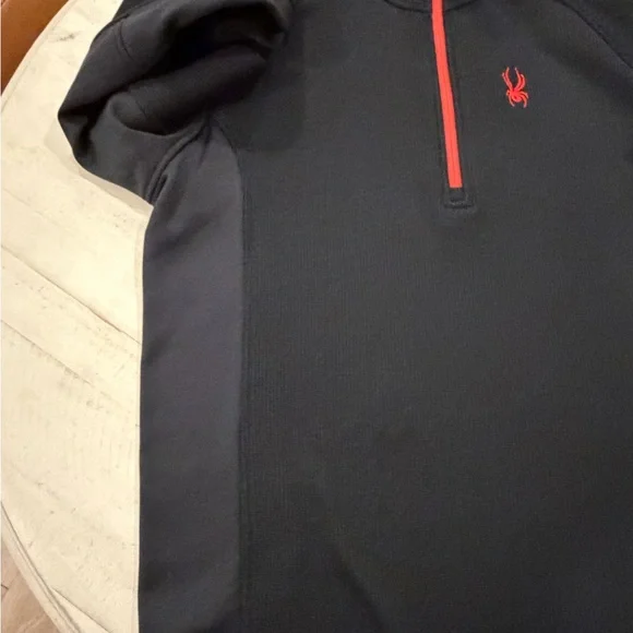 Spyder Sweater Men's XXL Black 1/4 Zip Pullover Long Sleeve - Picture 8 of 14